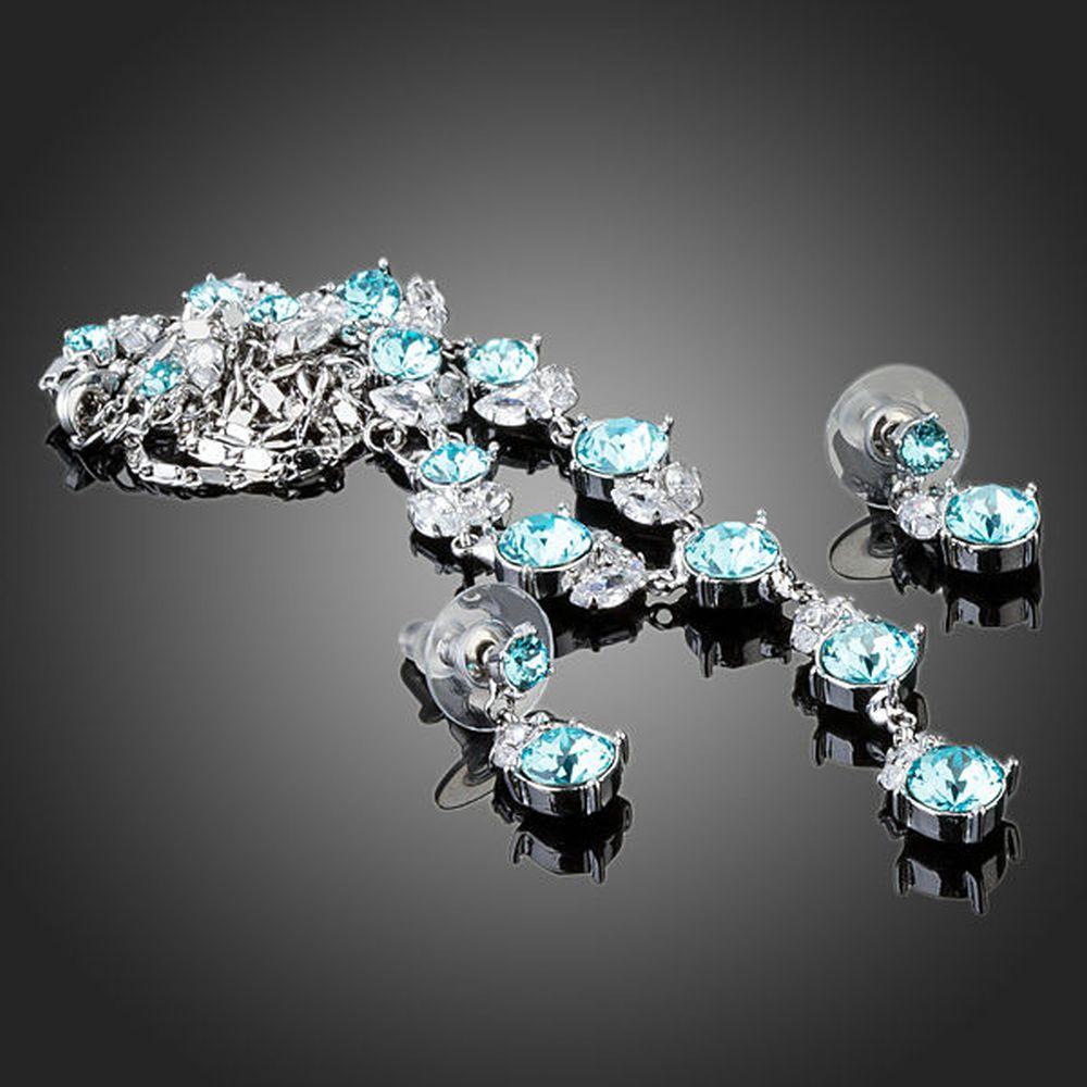 khaista flower with light blue stellux austrian jewelry set image 4