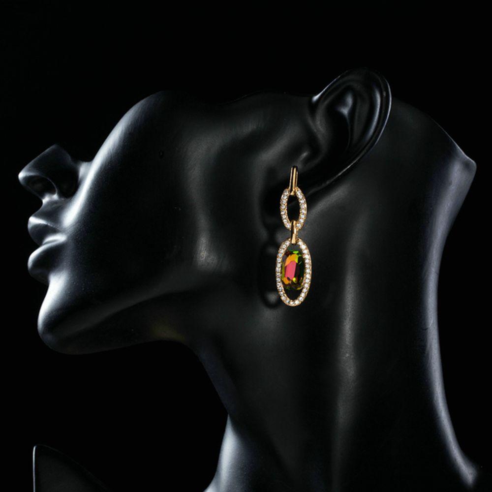 khaista gold plated chain circles drop earrings me0163 image 4