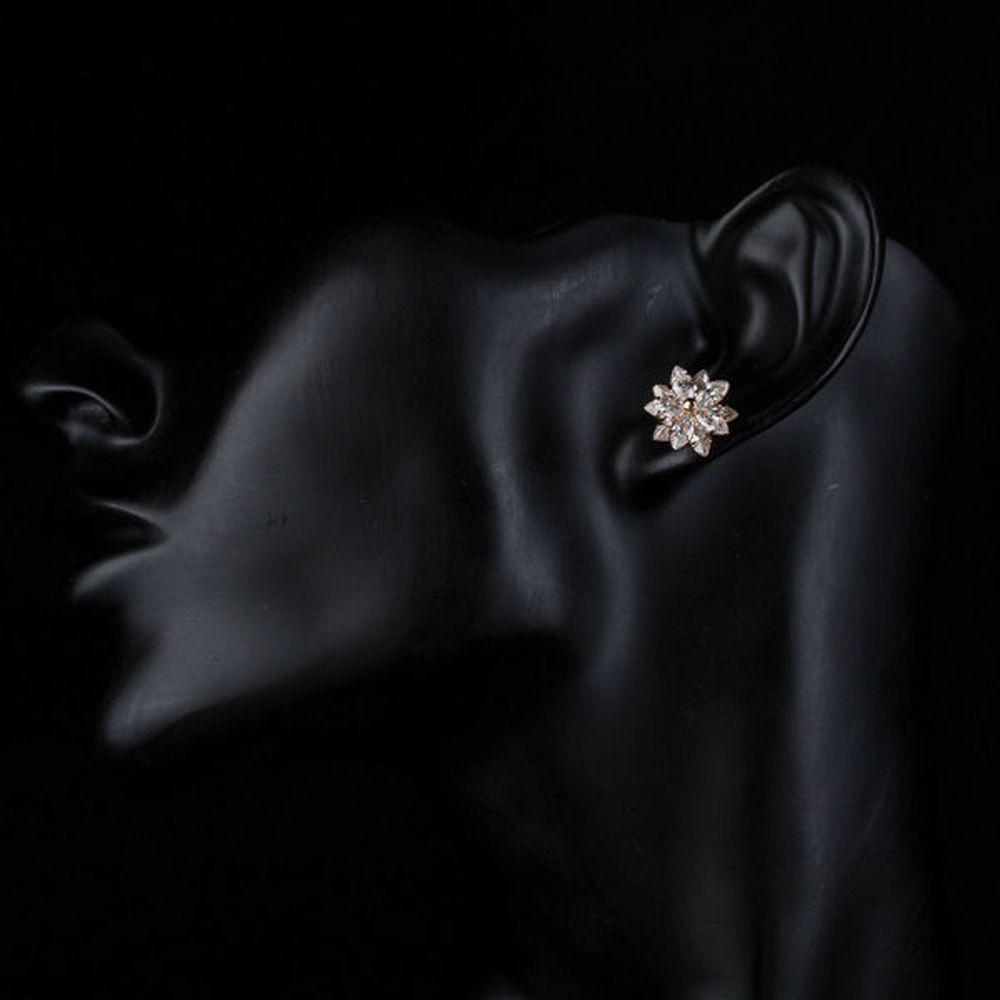 khaista gold plated cubic zirconia flower shaped stud earrings mje0139 image 4