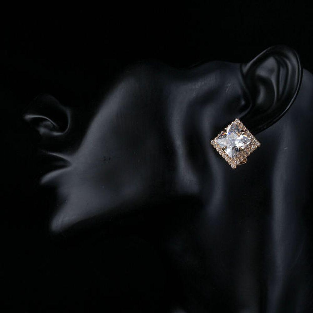 khaista gold plated square cubic zirconia stud earrings mje0104 image 4