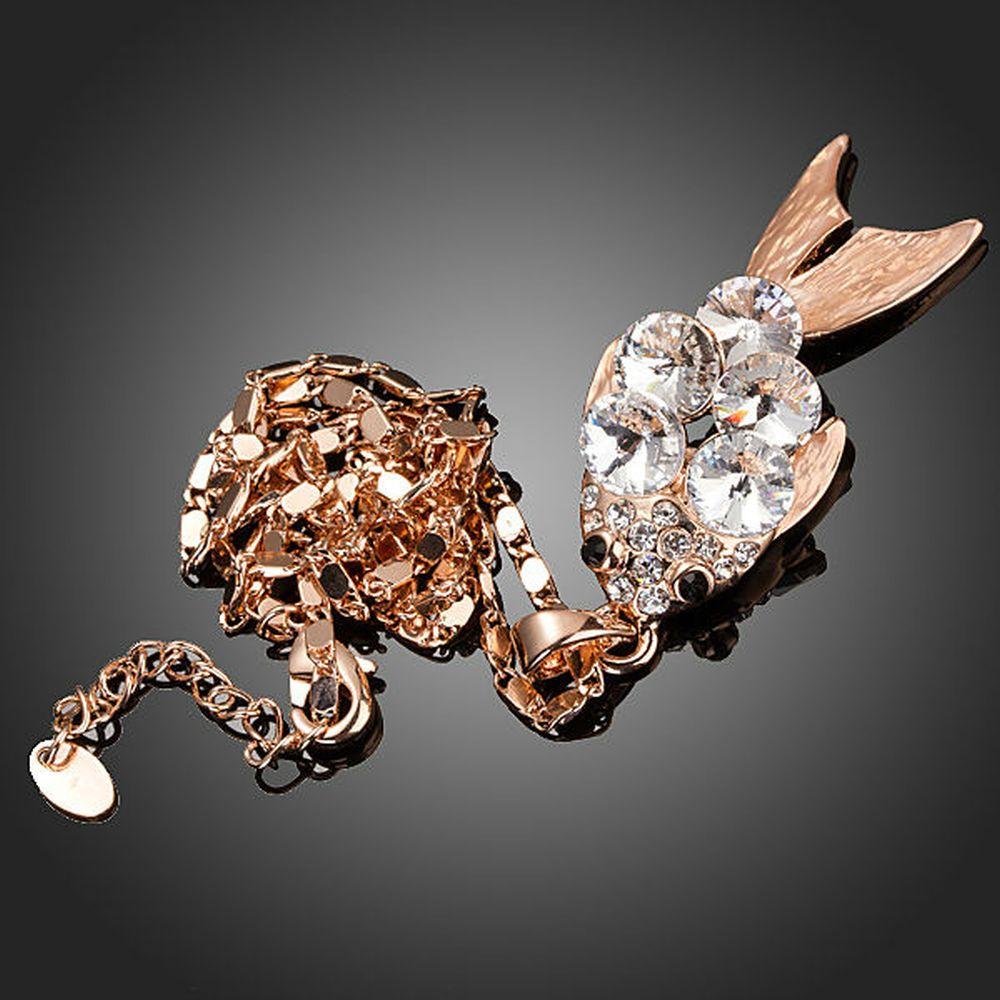 khaista golden fish design crystal pendant necklace kpn0133 image 4