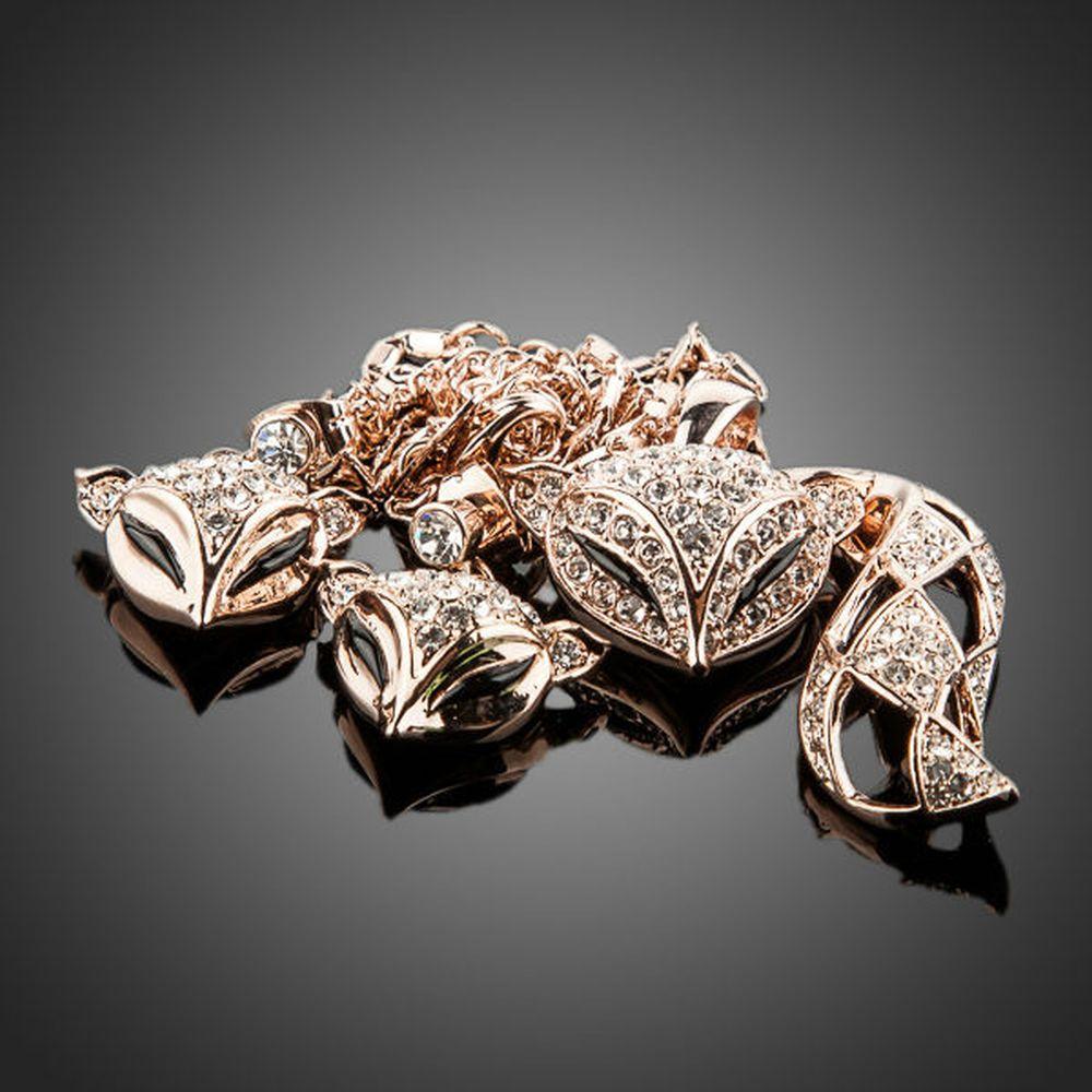 khaista golden fox lady austrian rhinestone paved necklace and earring set image 4