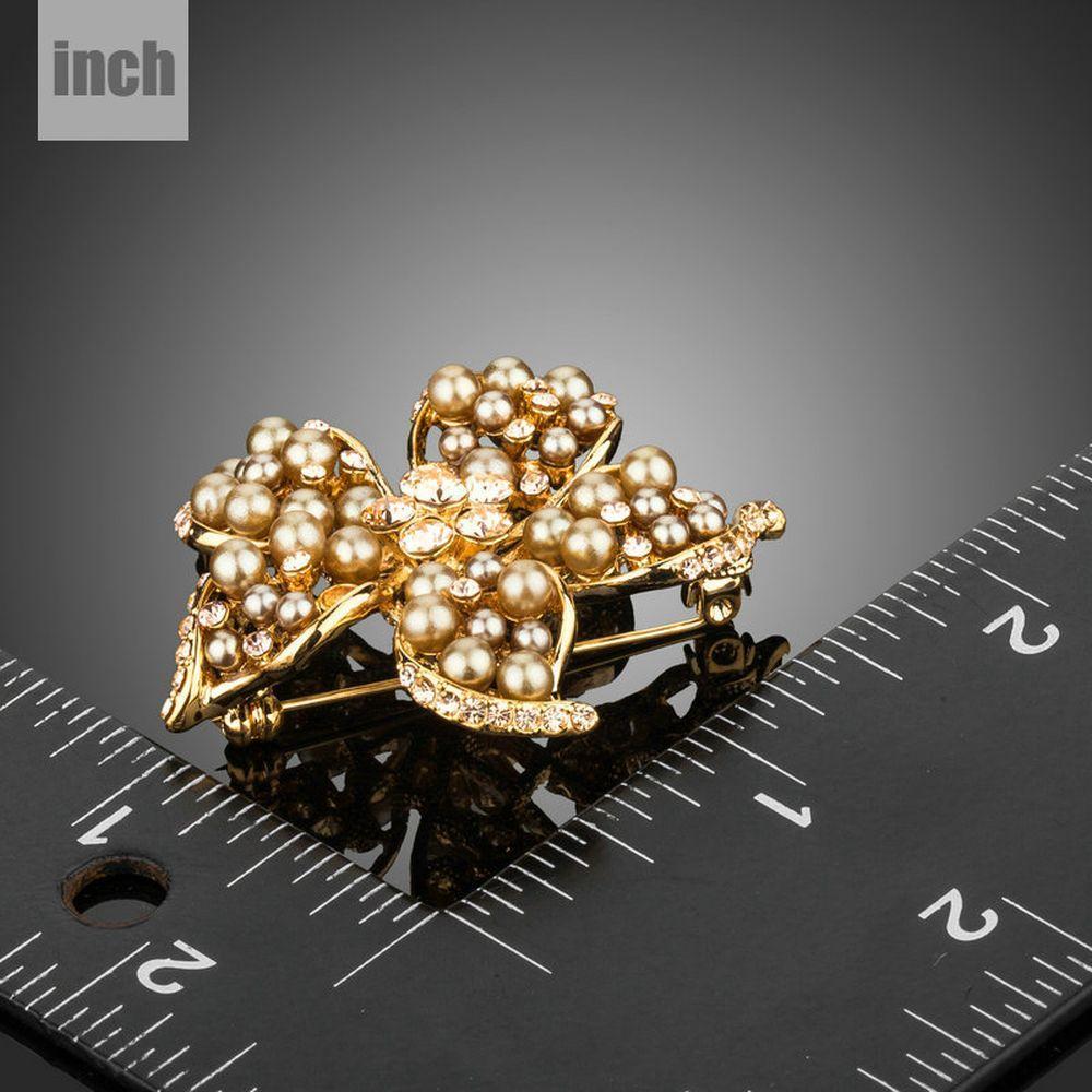 khaista golden pearl flower pin brooch kbt0058 image 3