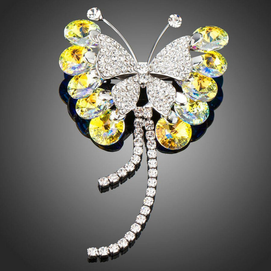 Khaista gradient crystal butterfly brooch on white background