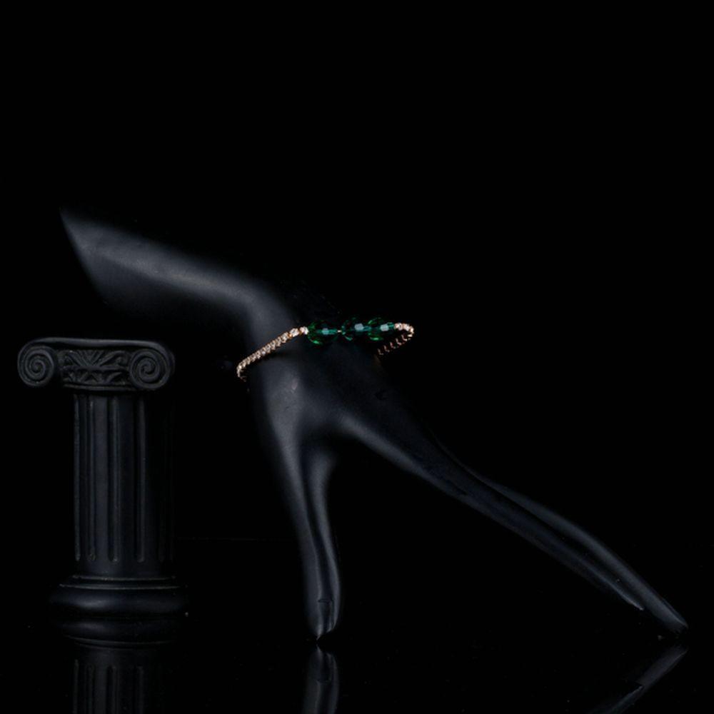 khaista green crystals link chain bracelet mbr0072 image 4