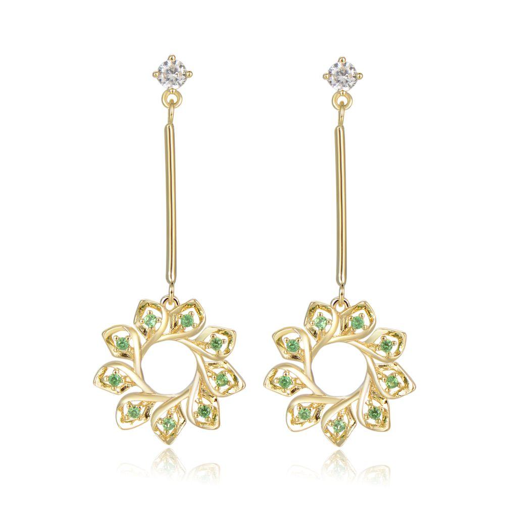 khaista green cubic zirconia statement earrings kfje0407 image 5