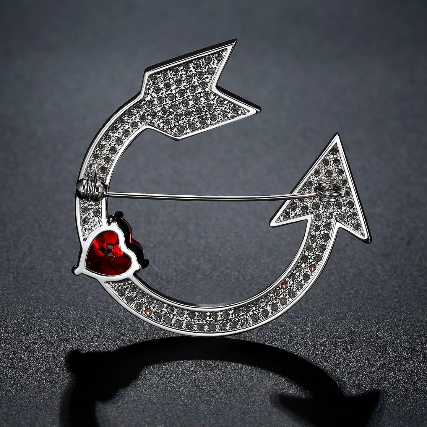 khaista heart cut red cubic zirconia arrow brooch image 4
