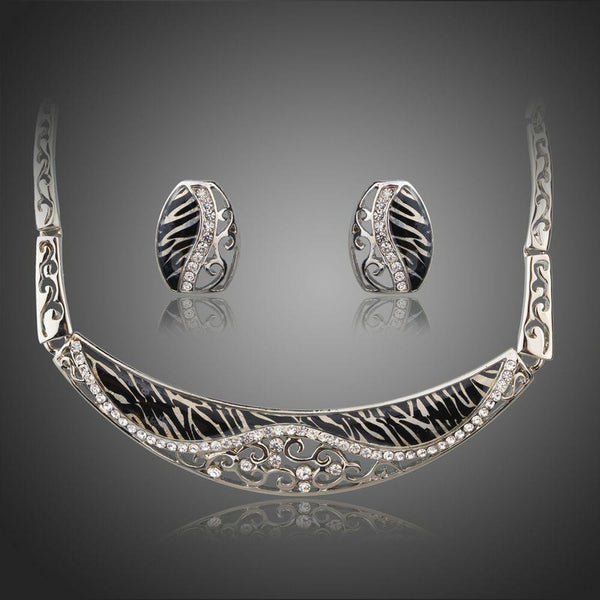 Khaista hollow floral leopard print jewellery set