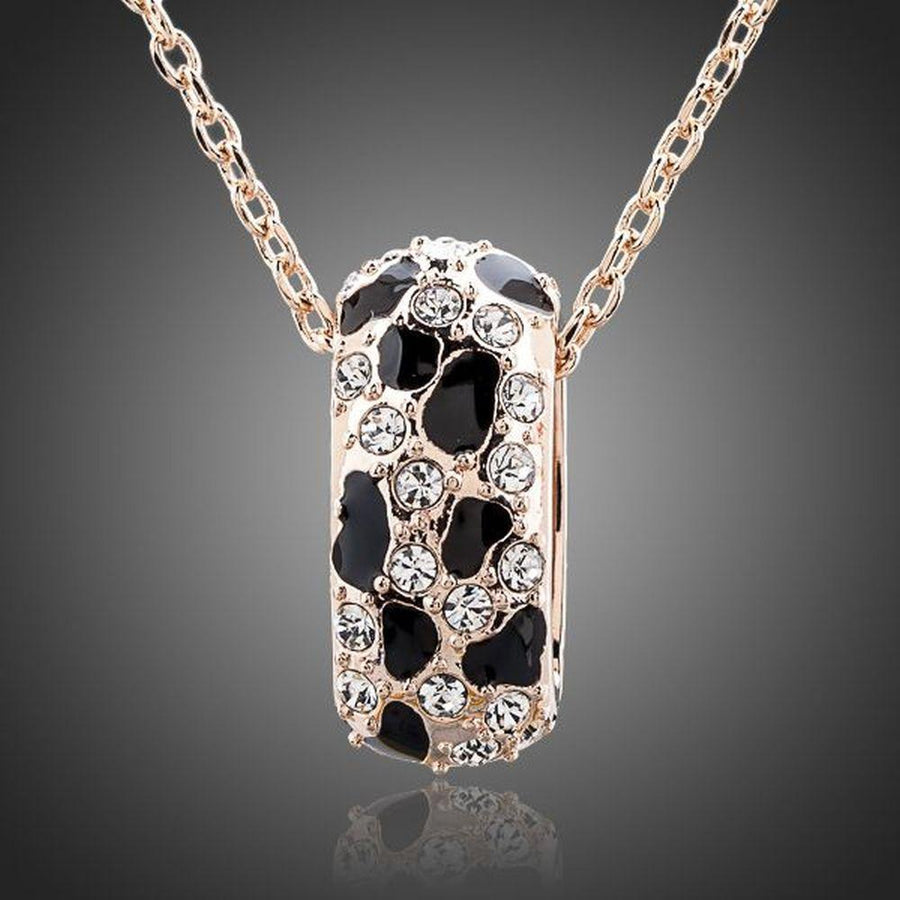 KHAISTA jaguar design link chain crystal necklace on white background