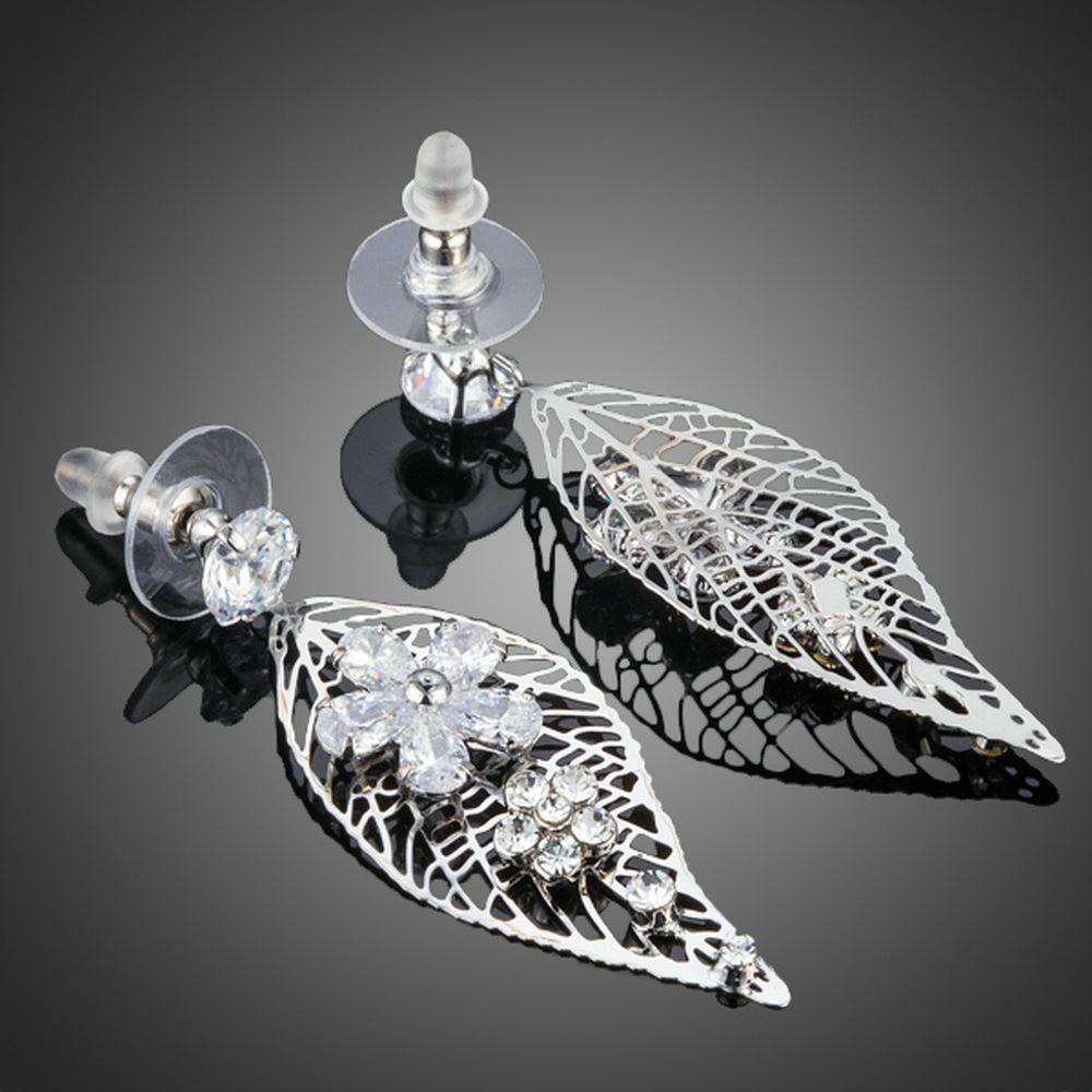 khaista leaf design flower drop earrings kpe0201 image 4