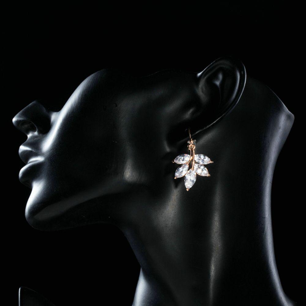 khaista leaf shaped zircon drop earrings mje0161 image 4