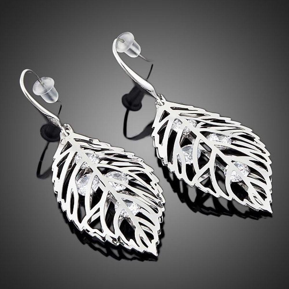khaista leaves stellux austrian crystal drop earrings kpe0040 image 4