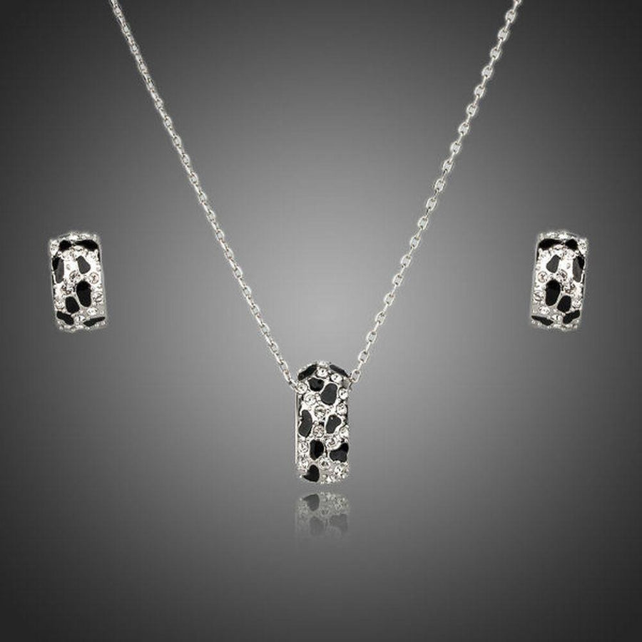 Khaista leopard print crystal necklace earrings set