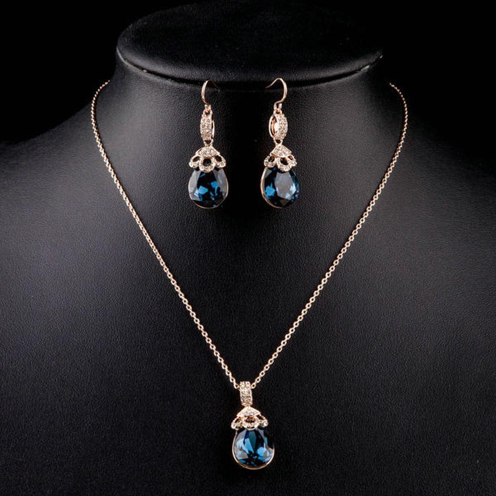 khaista limited edition blue water earrings and necklace set mjj0066 image 4