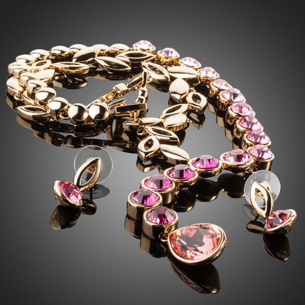 khaista limited edition leaves necklaces drop earrings set kf0038 image 4