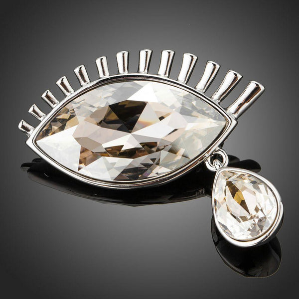Khaista crystal tear eye brooch pin on white background