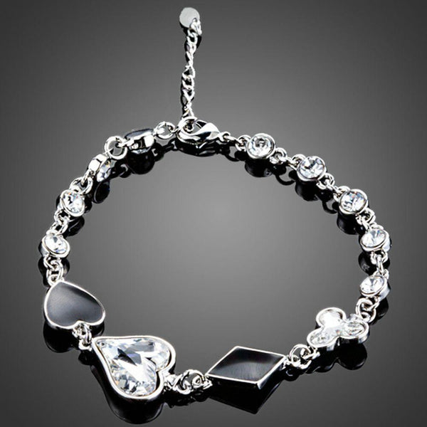 KHAISTA little heart crystal bracelet on white background