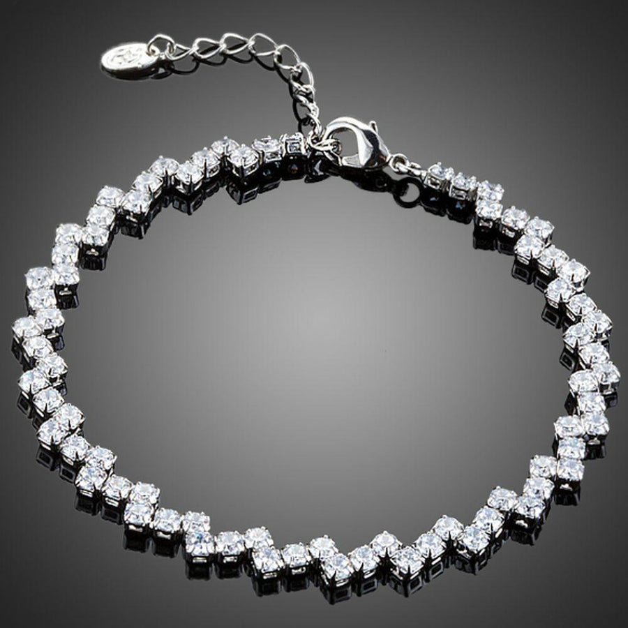 KHAISTA marquise cut CZ tennis bracelet on white background