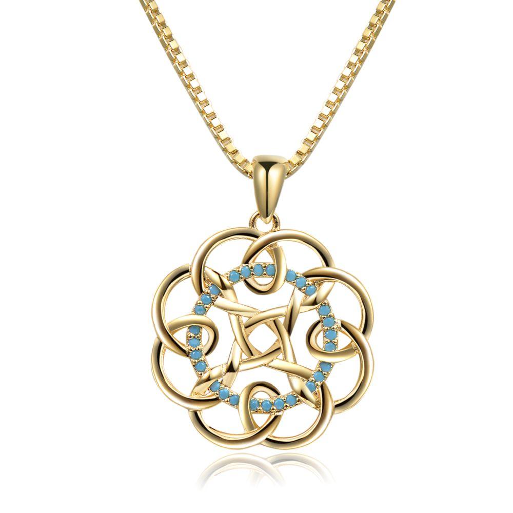 khaista micro pave aaa round cut blue cubic zirconia sunflower necklace kfjn0291 image 5