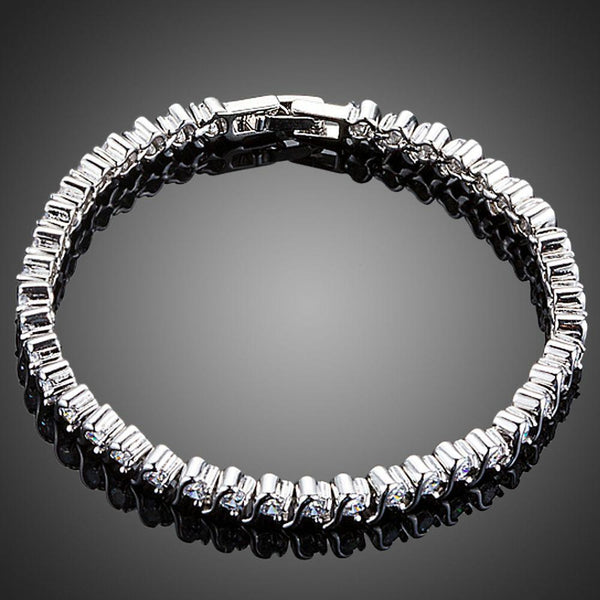 KHAISTA micro round CZ bezel bracelet on white background
