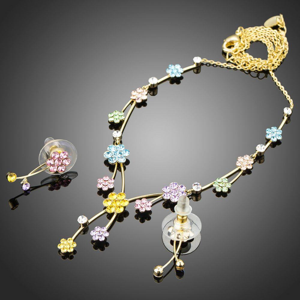 khaista multicolor crystals flower tree branches jewelry set image 4