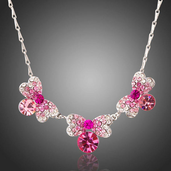 KHAISTA multicolour crystal pendant necklace on white background