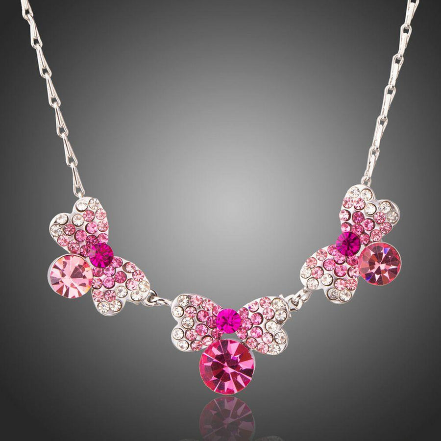 KHAISTA multicolour crystal pendant necklace on white background