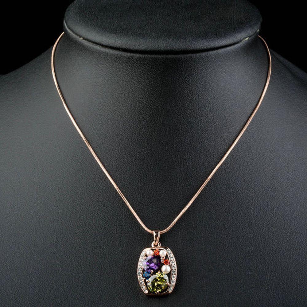 khaista multicolored crystal snake chain necklace kf0128 image 4