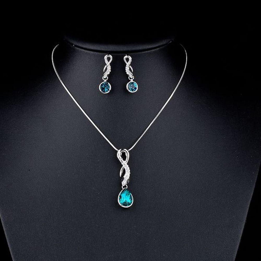 khaista ocean blue drop earrings necklace set mjj0015 image 4
