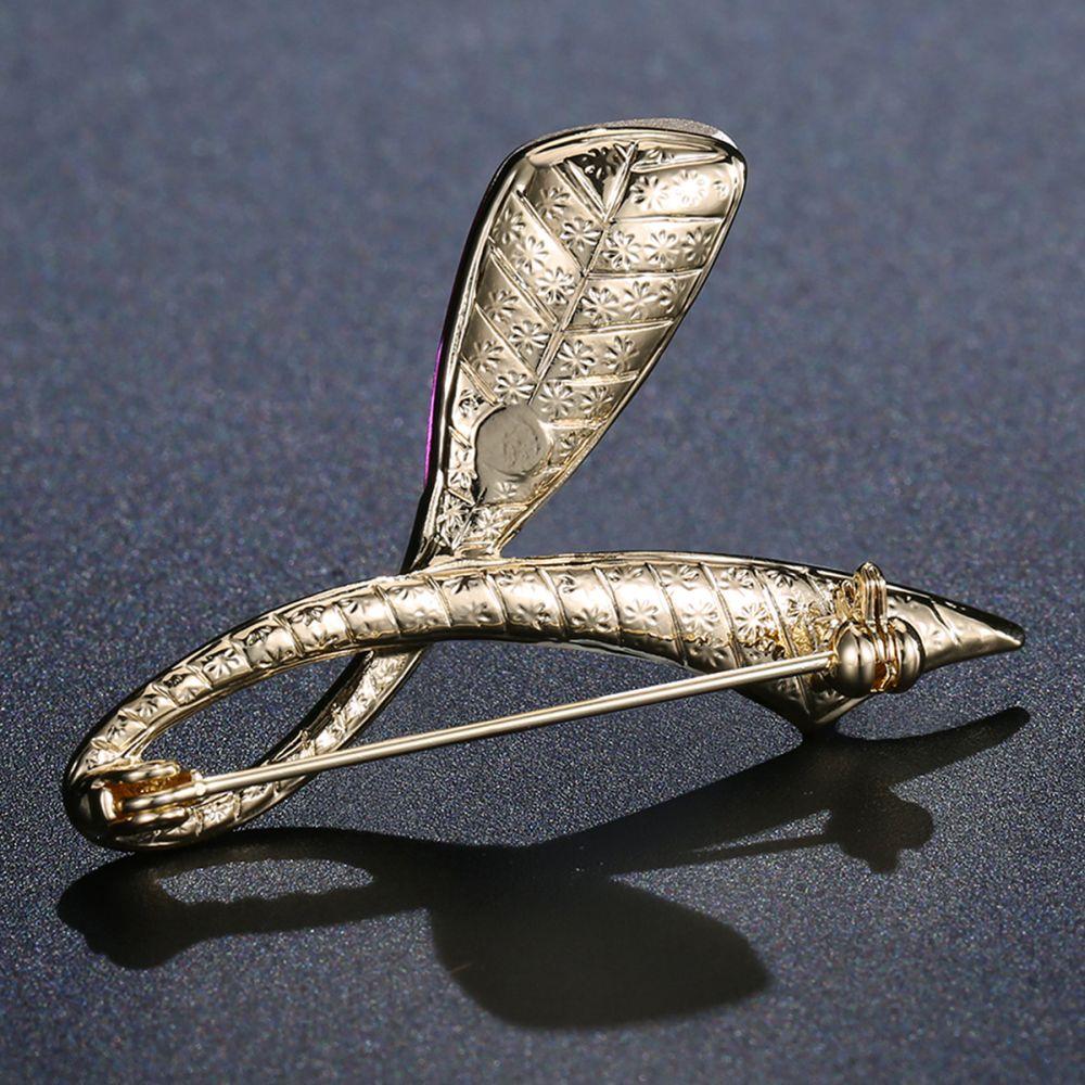 khaista orange red austrian crystals double leaf brooch pin image 4