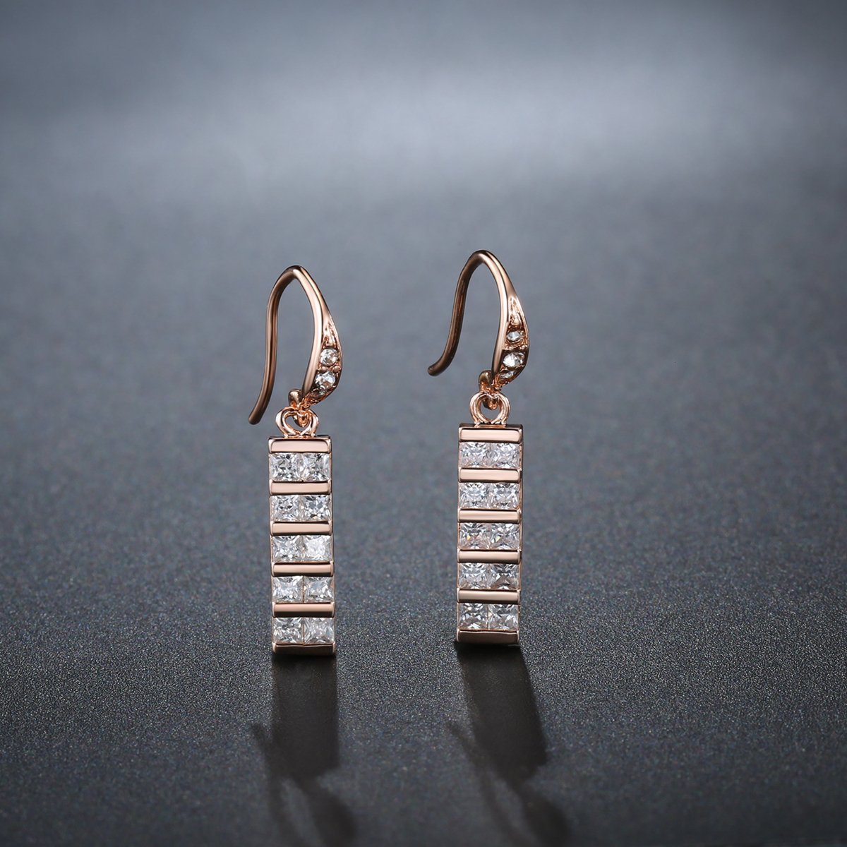 khaista paved square cut rectangle drop earrings kpe0347 image 4