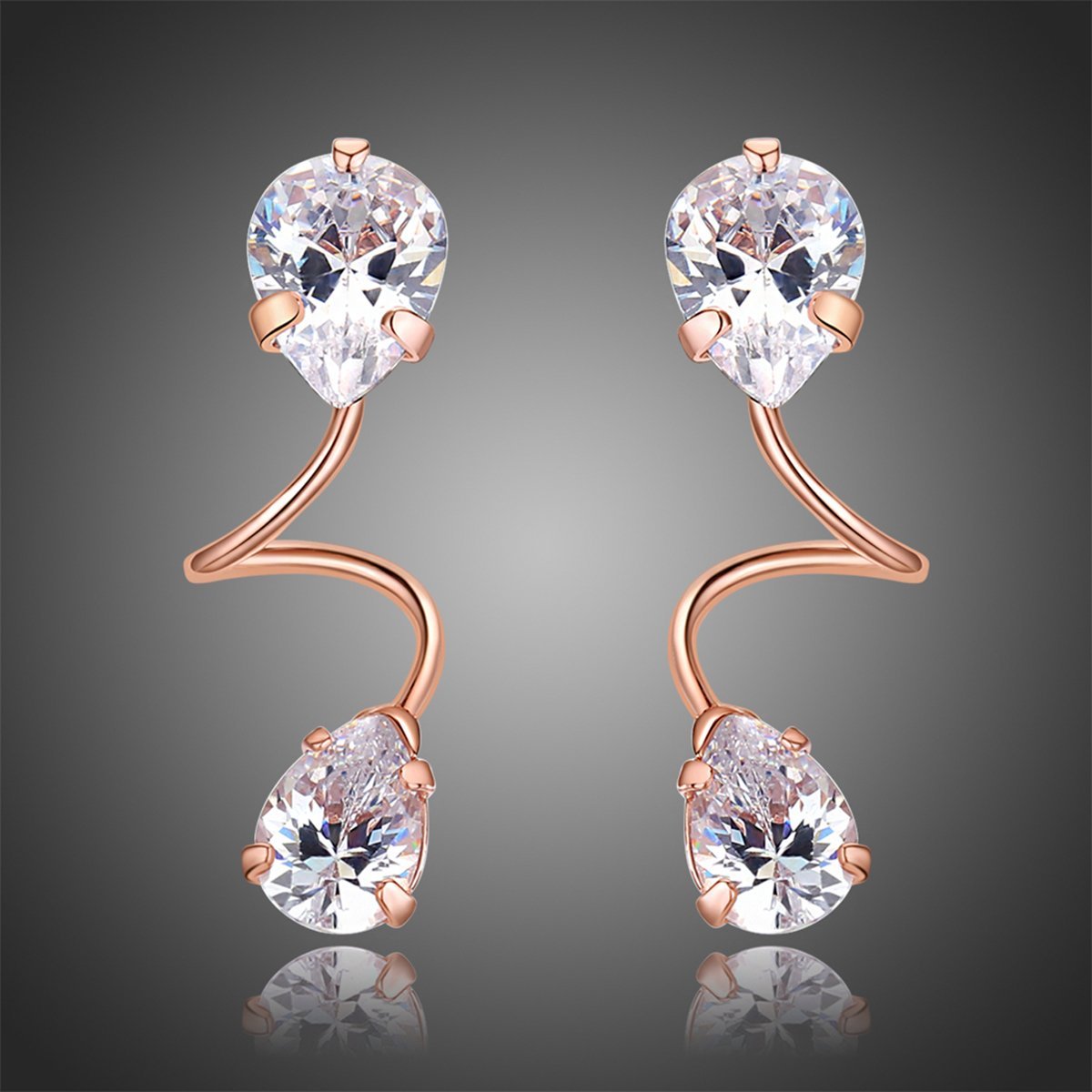 khaista pear cut cubic zirconia drop earrings kpe0322 image 4