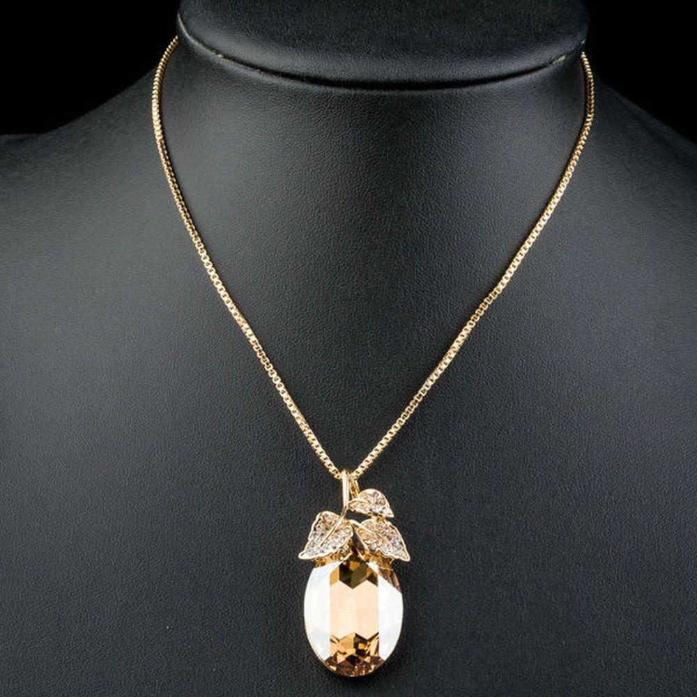 khaista pear cut leaves pendant necklace mjn0136 image 4