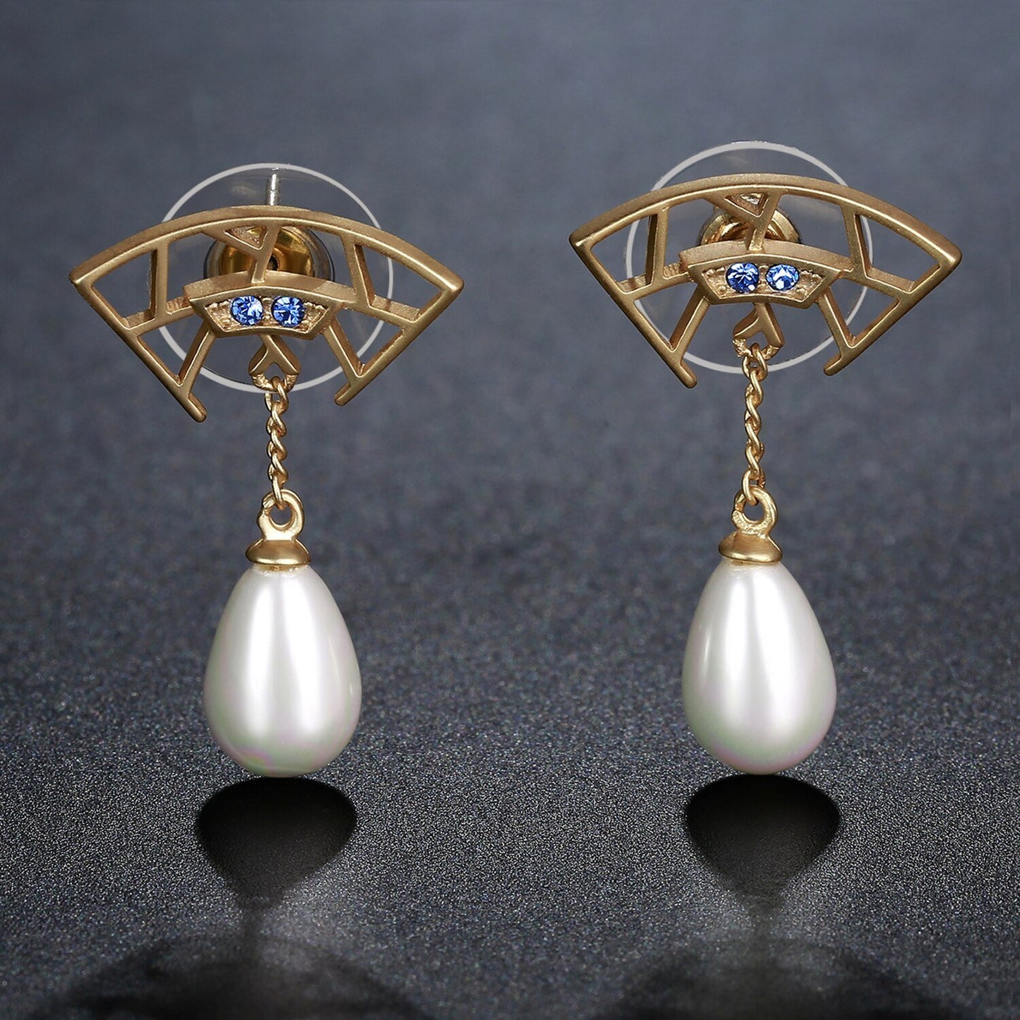 khaista pearl cubic zirconia drop earrings kje0418 image 4
