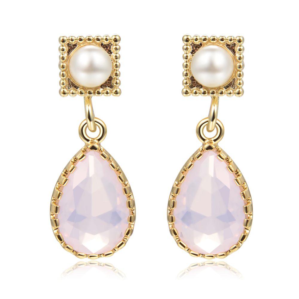 khaista pink opal crystal drop earrings kfje0411 image 5