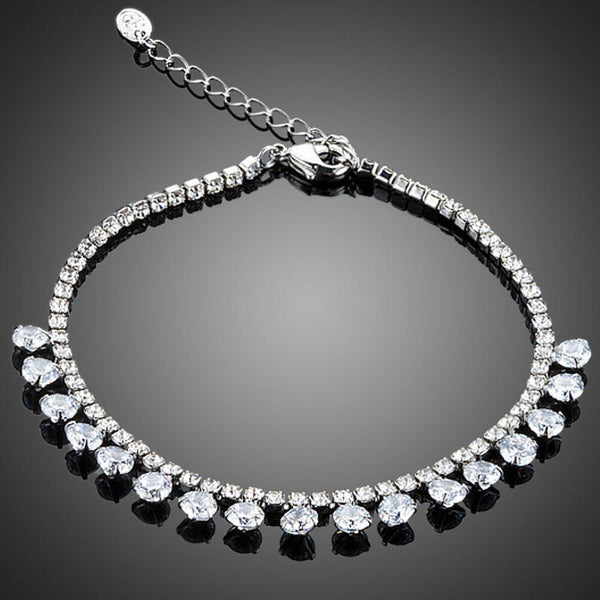 KHAISTA princess cut pave crystal bracelet on white background
