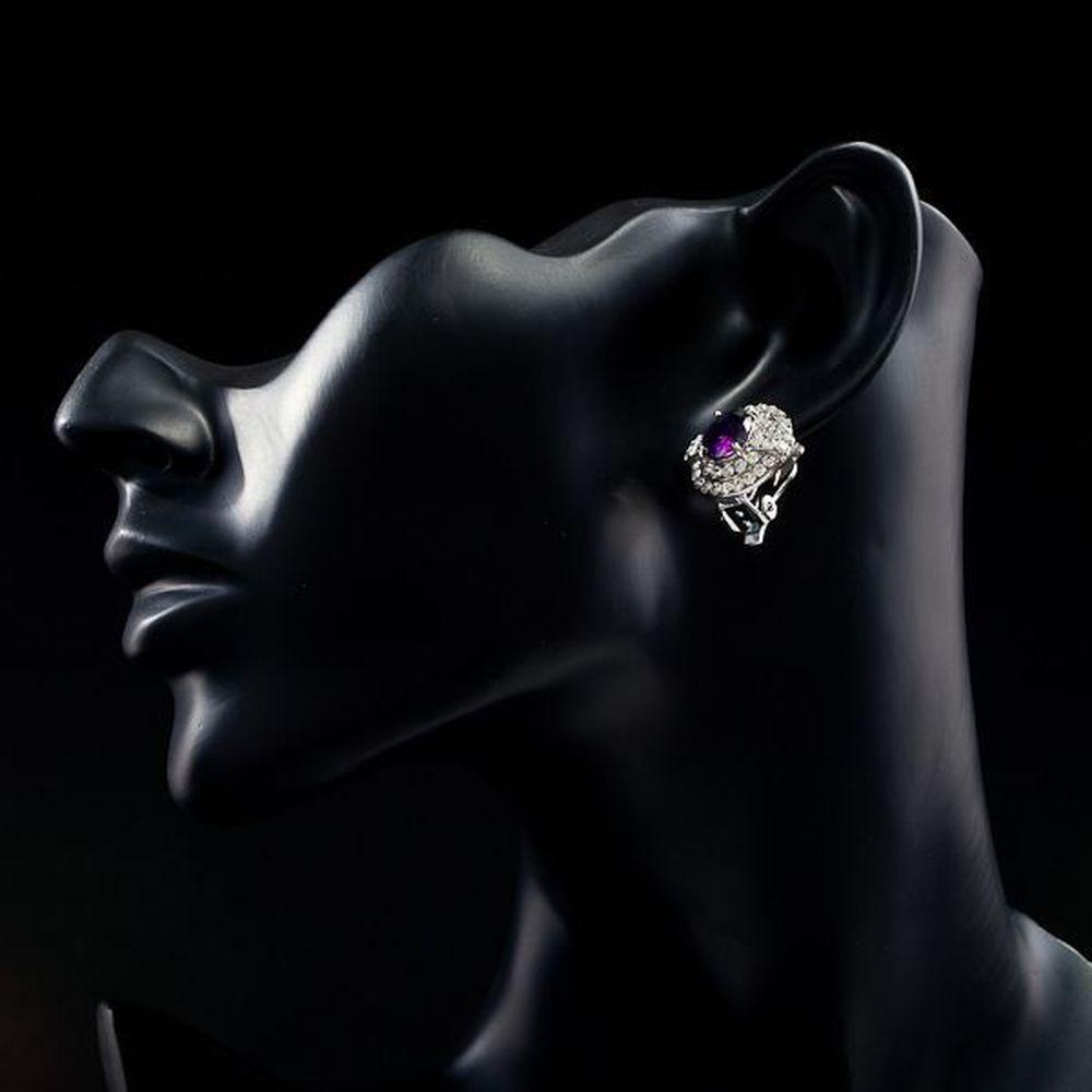 khaista purple crystal dome stud earrings me0002 image 4