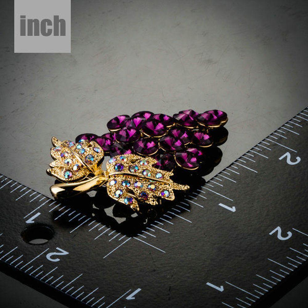 khaista purple grapes bunch with diamante leaves brooch pin mj0027 image 3