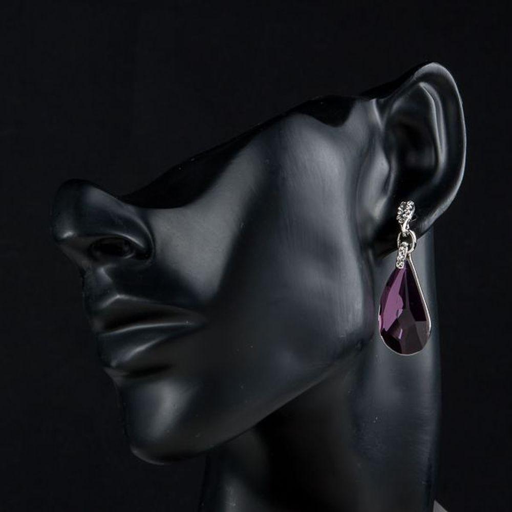 khaista purple raindrop crystal drop earrings me0091 image 4