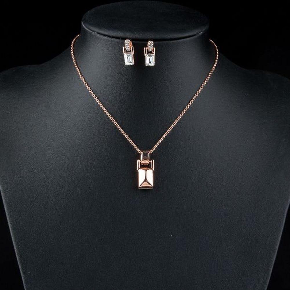 khaista rectangle crystal necklace earrings set mjj0056 image 4