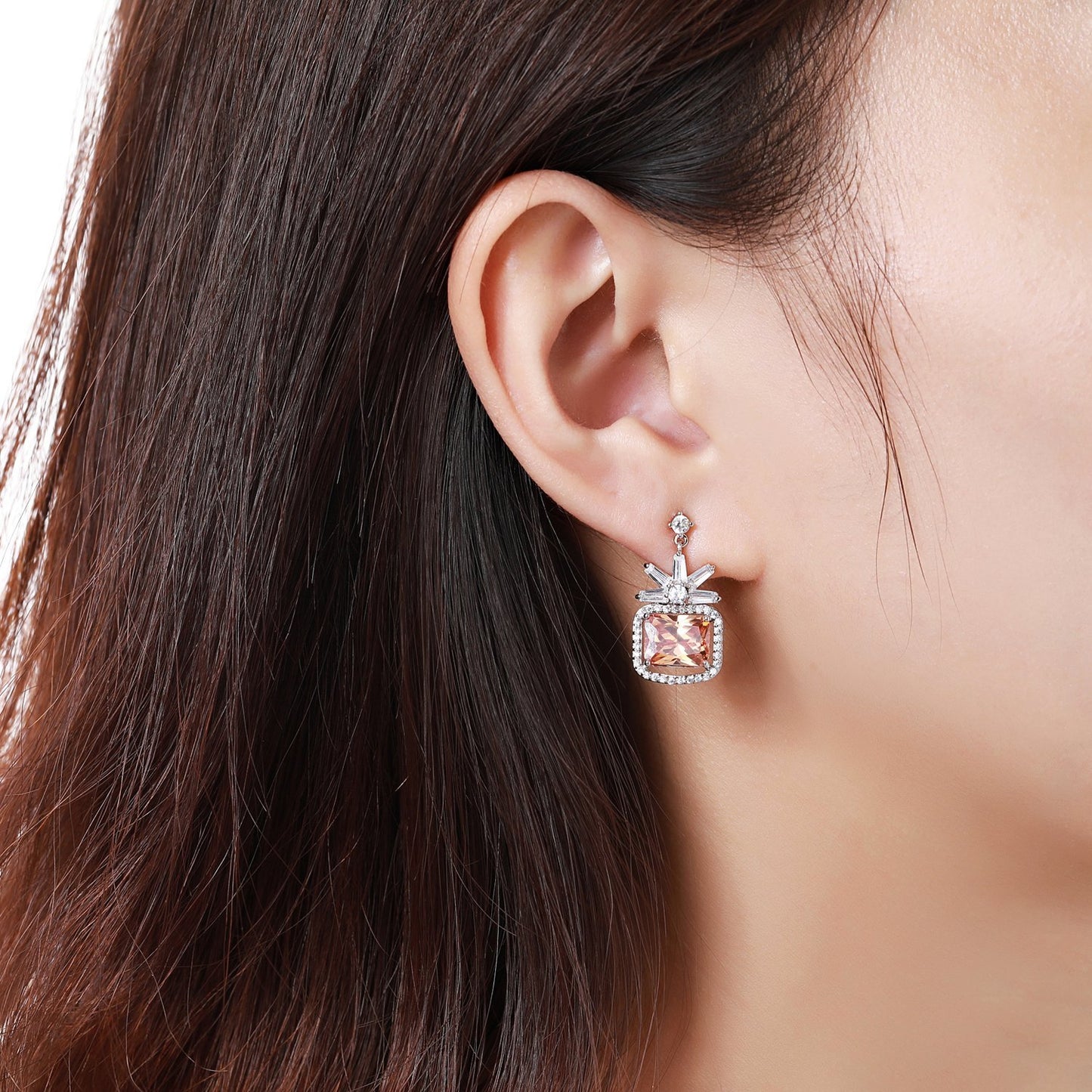 khaista rectangle cut champagne drop earrings kpe0358 image 4