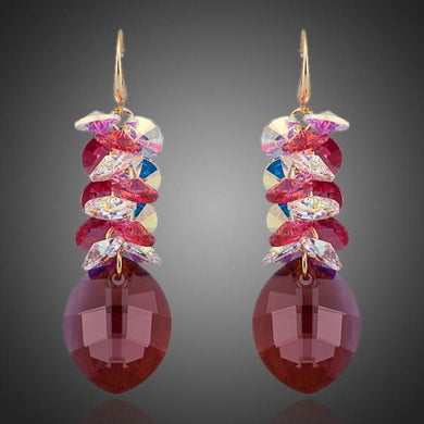 Red Crystal Vine Drop Earrings - KHAISTA Fashion Jewellery