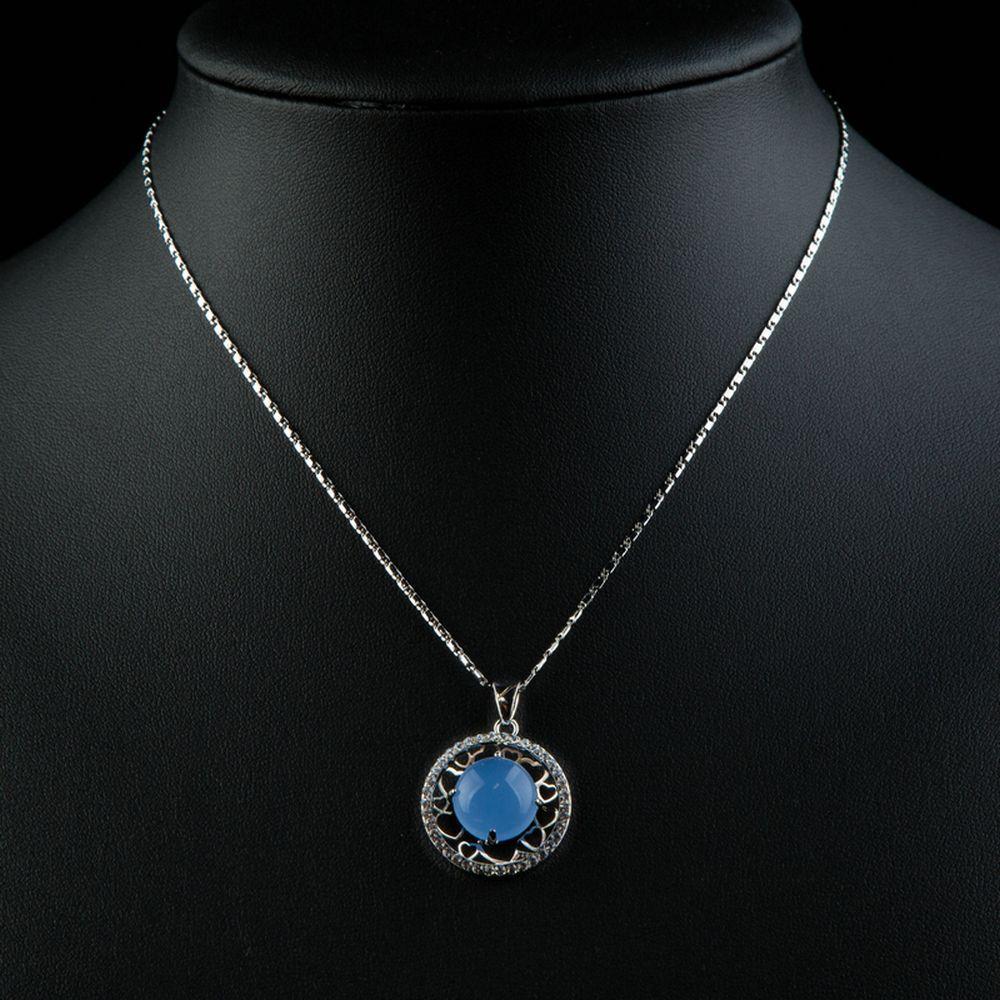 khaista round blue opal pendant necklace mjn0185 image 4