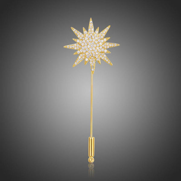 Khaista clear cubic zirconia botanical plant brooch on white background