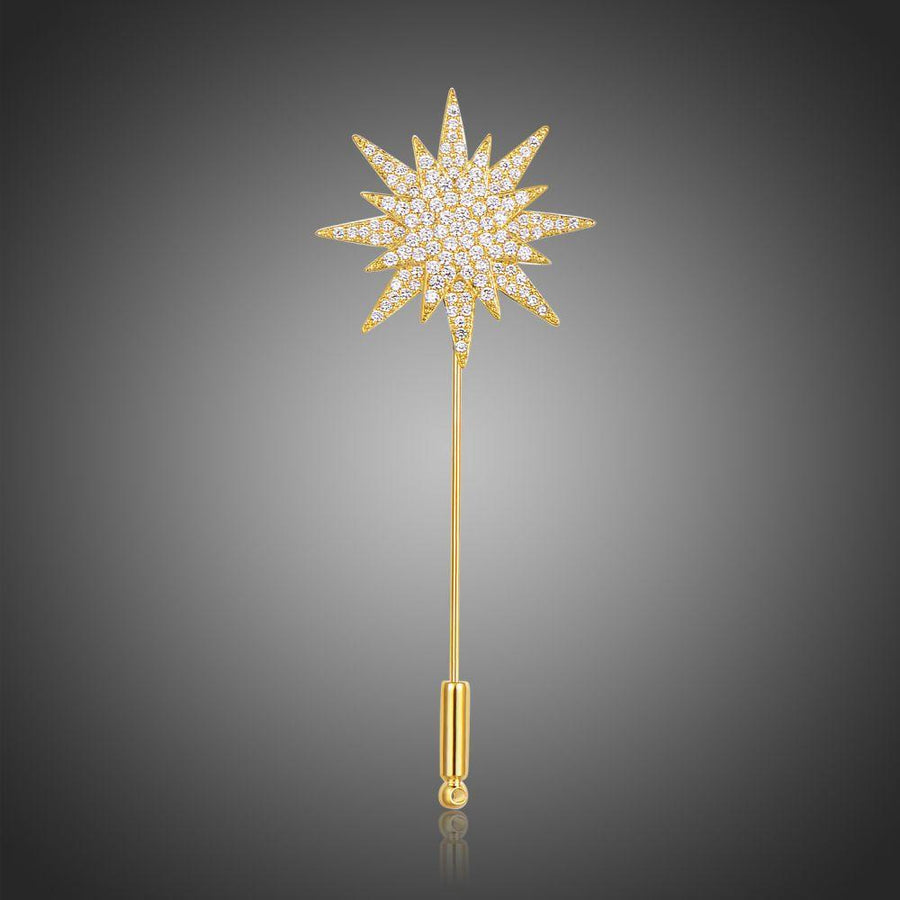 Khaista clear cubic zirconia botanical plant brooch on white background