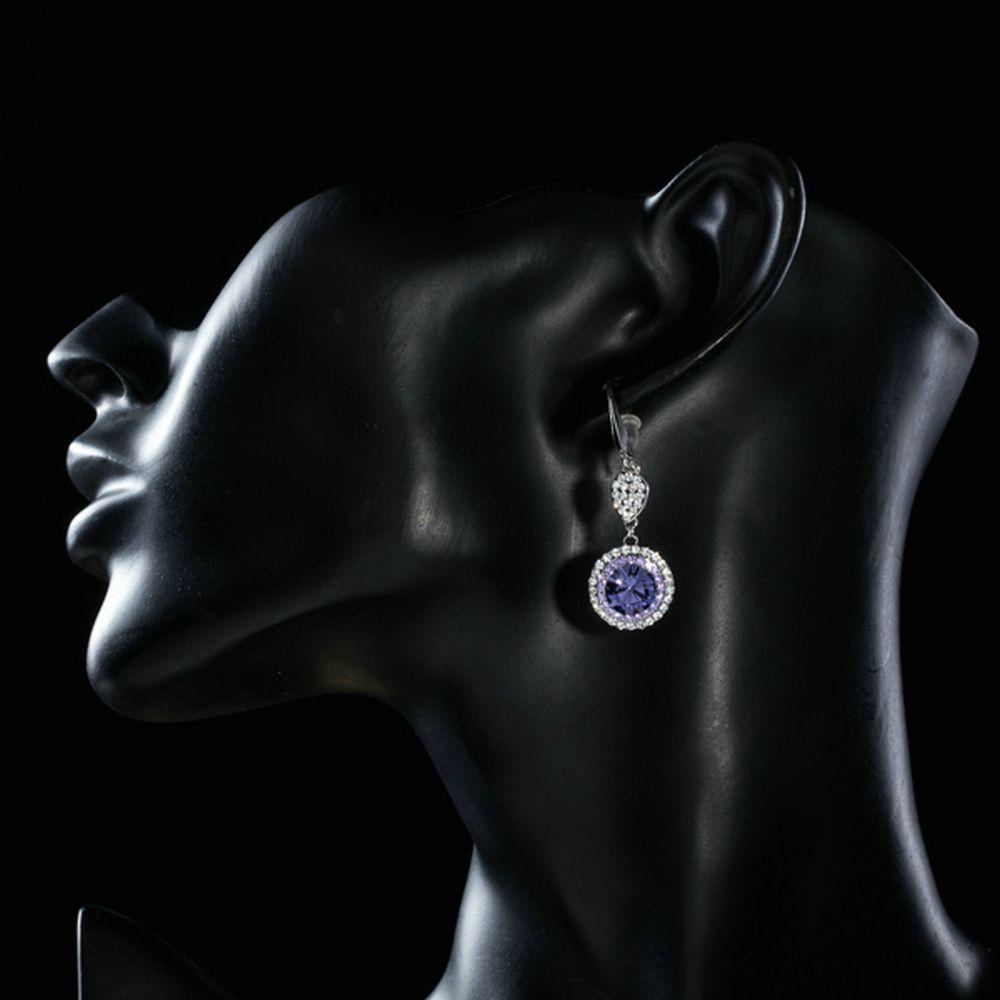 khaista round purple cubic zirconia drop earrings me0193 image 4