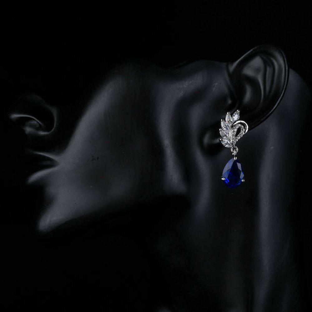 khaista royal blue cubic zirconia drop earrings mje0127 image 4