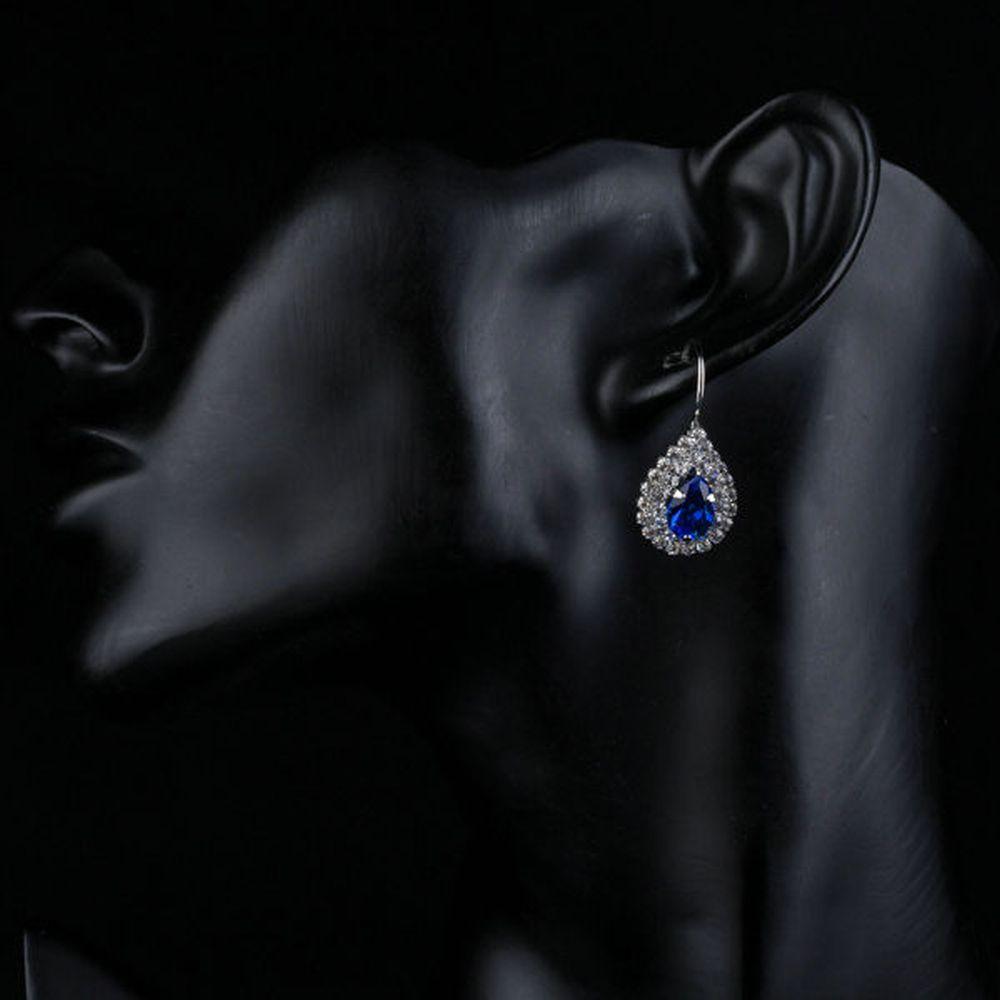 khaista royal blue cubic zirconia drop earrings mje0153 image 4