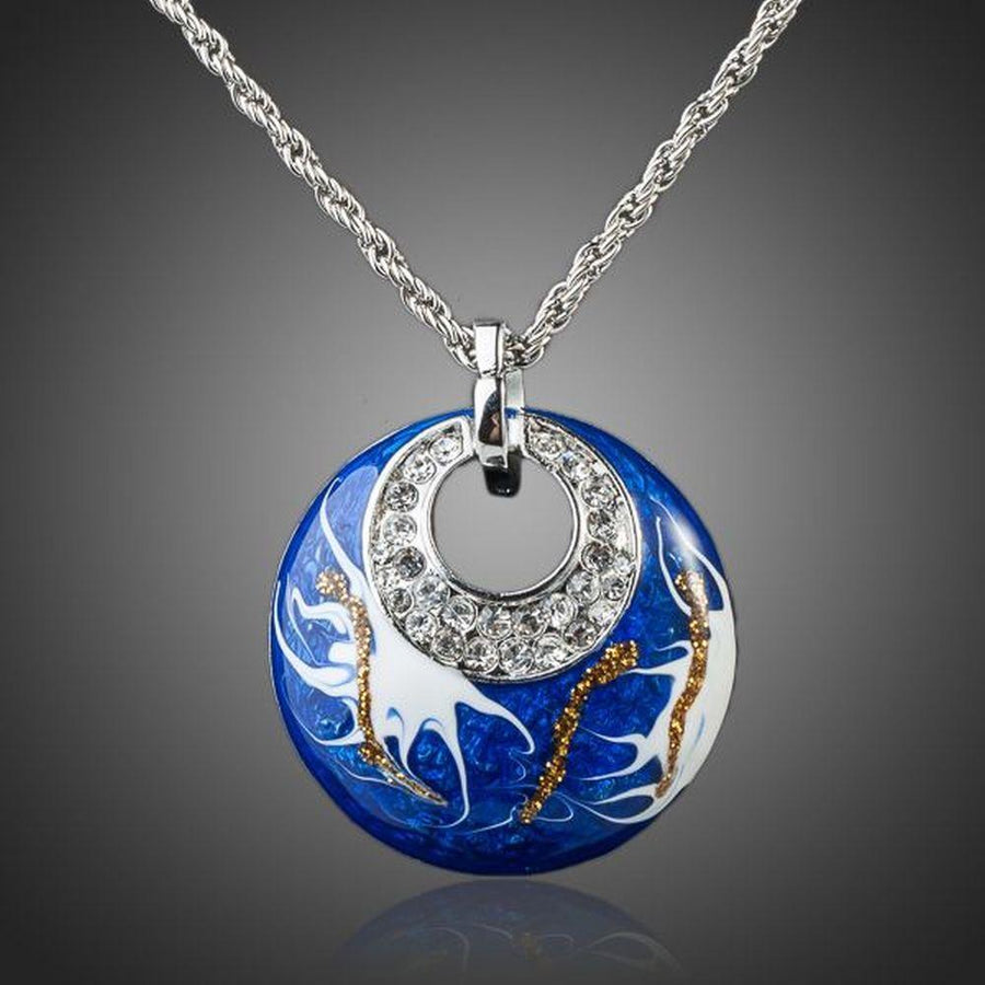 KHAISTA sea vibes round crystal necklace on white background