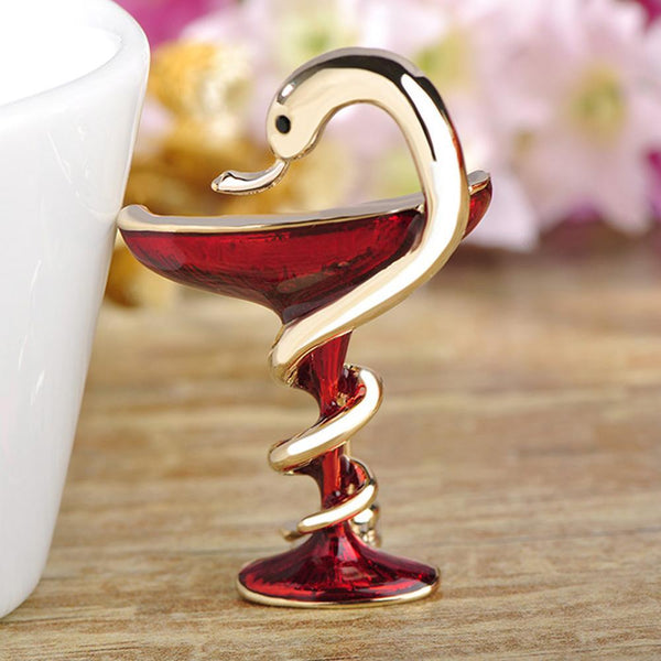 Khaista crystal snake metal brooch on white background